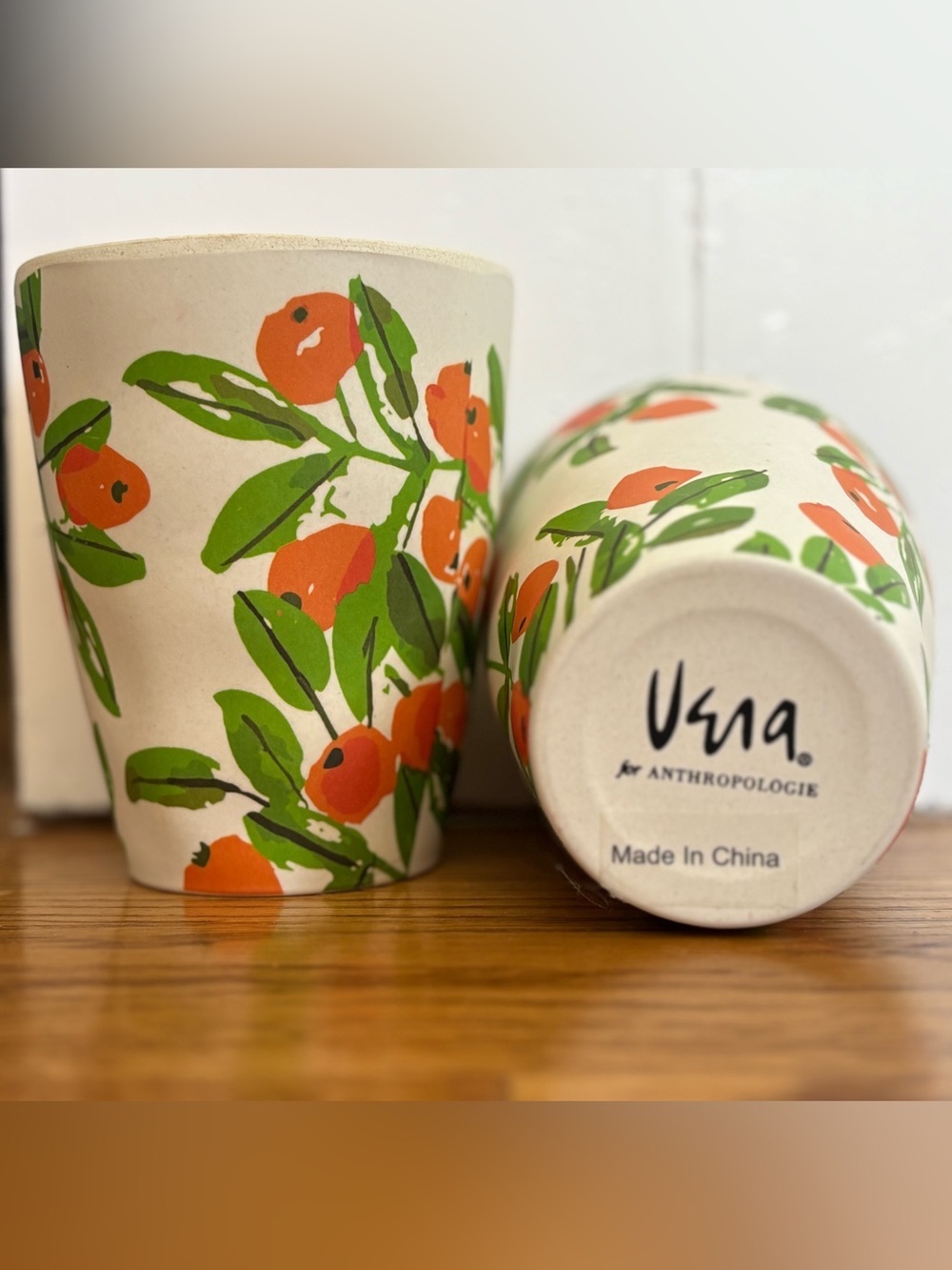 Vera Neumann for Anthropologie Tumbler Set Melamine Set of 2 Orange Perennial